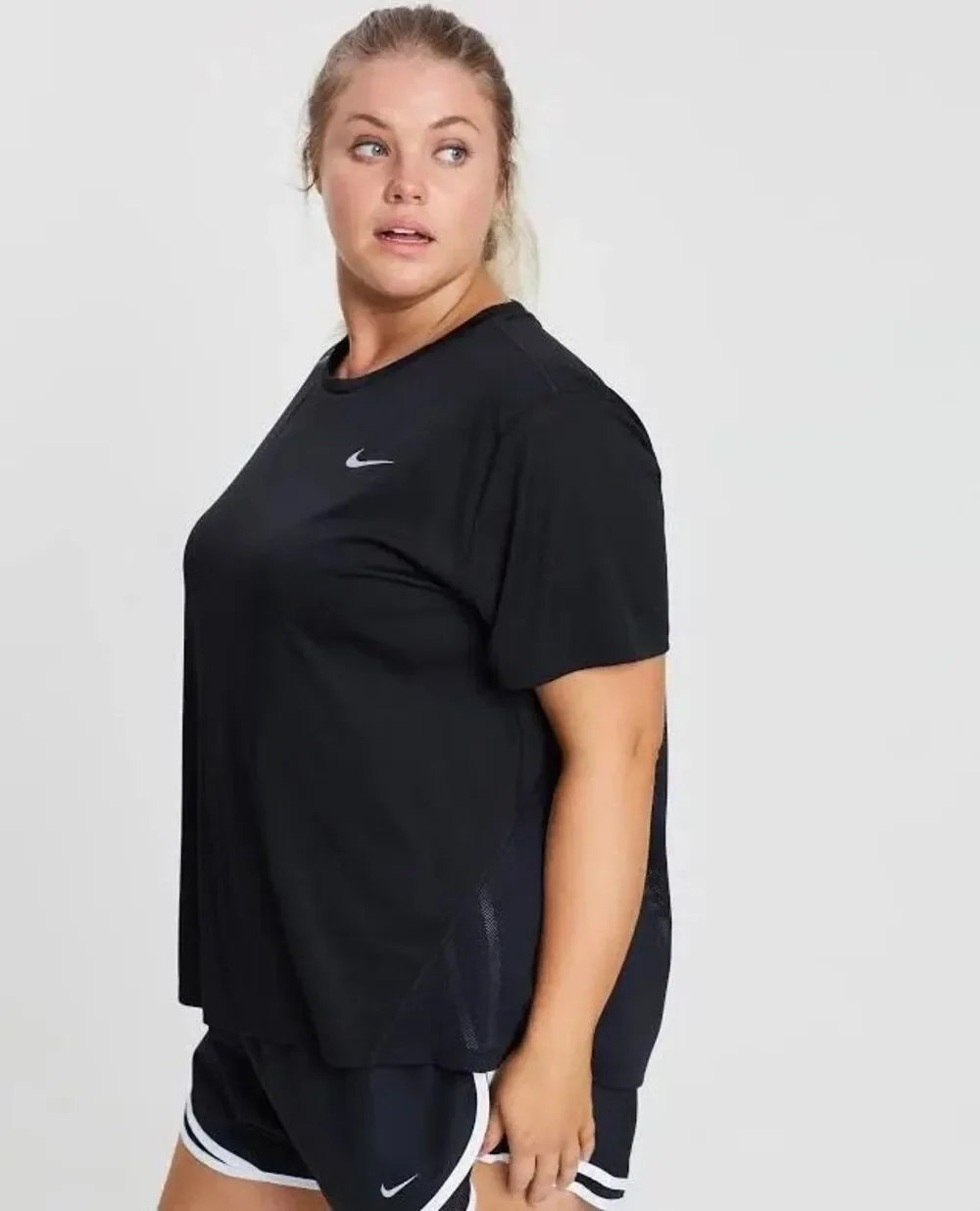 Nike Miler Running T-Shirt Dri-FIT Black Reflective women's 2X NEW